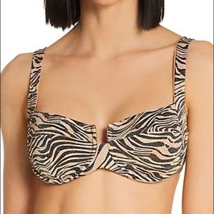 NWT, L* Space Animal Instinct Camellia Bikini Swim Top, D-cup